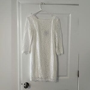 Short white lace dress, M